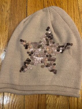 Sequin Star Knit Beanie - Blush Pink